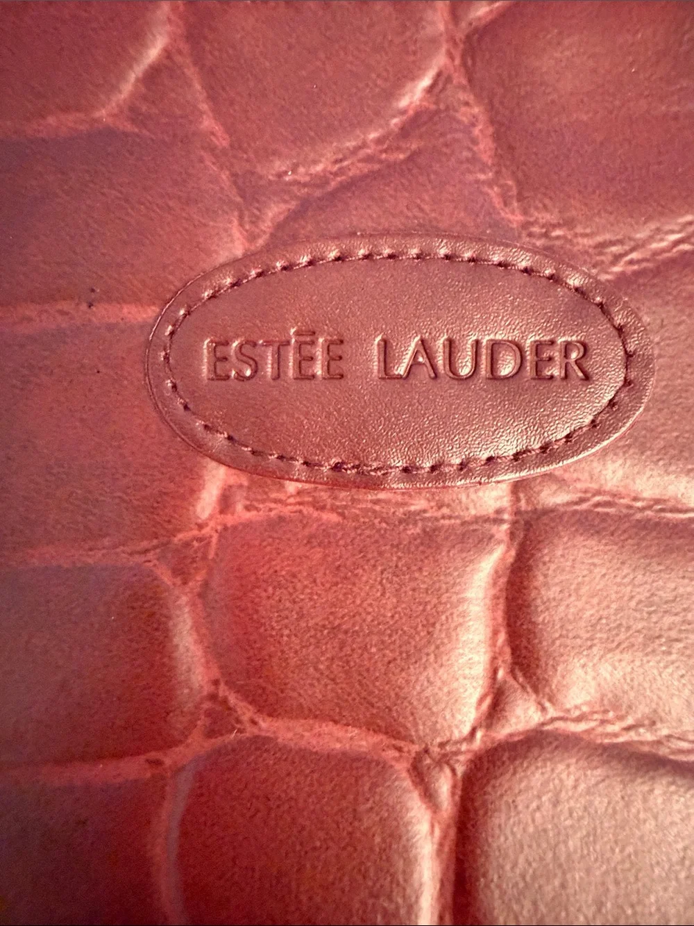 Estee Lauder Croc-Embossed Cosmetic Pouch in Burgundy
